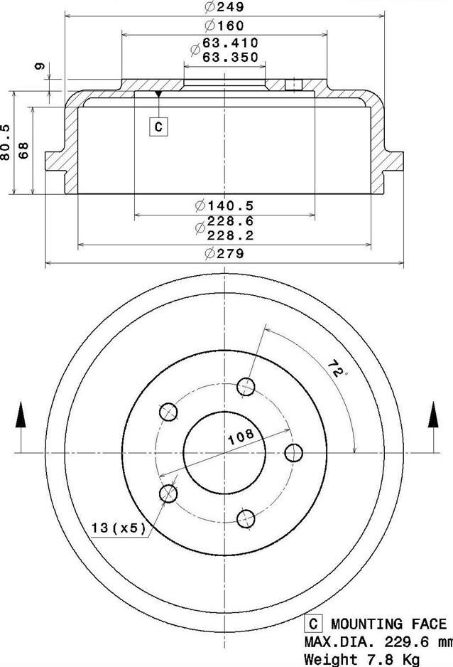 Villar 627.0306 - Гальмівний барабан avtolavka.club