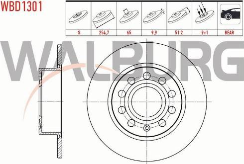 Walburg WBD1301 - Гальмівний диск avtolavka.club