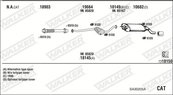 Walker SA30205A - Система випуску ОГ avtolavka.club