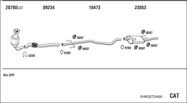 Walker VHK027546A - Система випуску ОГ avtolavka.club