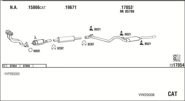 Walker VW25008 - Система випуску ОГ avtolavka.club