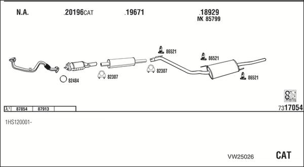 Walker VW25026 - Система випуску ОГ avtolavka.club