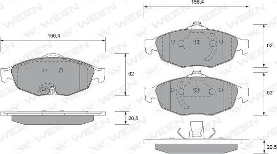 Ween 151-1498 - Гальмівні колодки, дискові гальма avtolavka.club