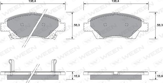 Ween 151-2568 - Гальмівні колодки, дискові гальма avtolavka.club