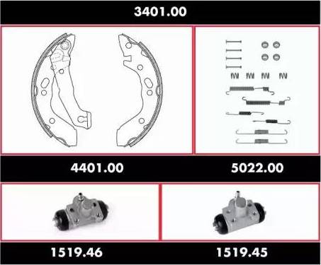 Woking 3401.00 - Комплект гальм, барабанний механізм avtolavka.club