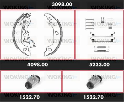 Woking 3098.00 - Комплект гальм, барабанний механізм avtolavka.club