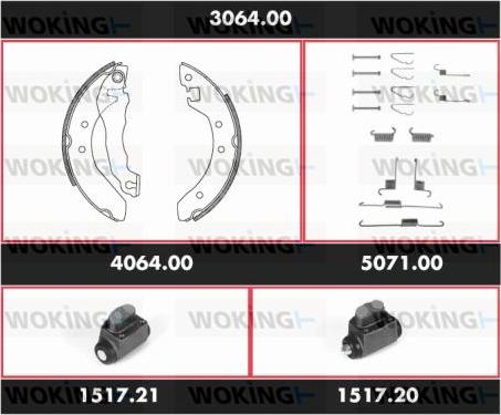 Woking 3064.00 - Комплект гальм, барабанний механізм avtolavka.club