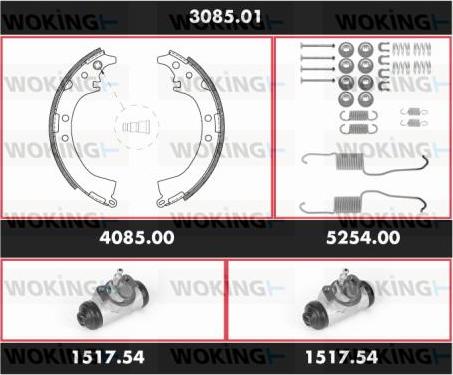 Woking 3085.01 - Комплект гальм, барабанний механізм avtolavka.club