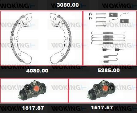 Woking 3080.00 - Комплект гальм, барабанний механізм avtolavka.club