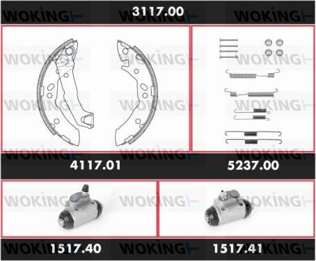 Woking 3117.00 - Комплект гальм, барабанний механізм avtolavka.club