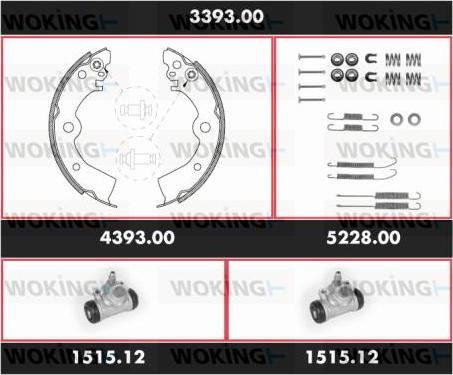 Woking 3393.00 - Комплект гальм, барабанний механізм avtolavka.club