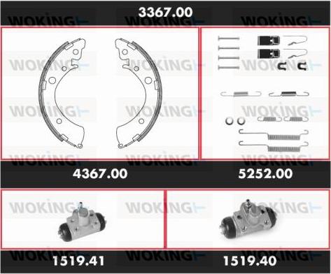 Woking 3367.00 - Комплект гальм, барабанний механізм avtolavka.club