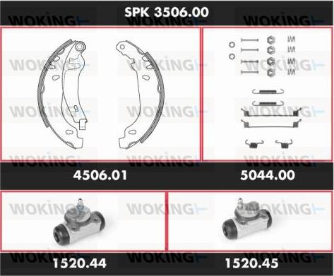 Woking SPK 3506.00 - Комплект гальм, барабанний механізм avtolavka.club