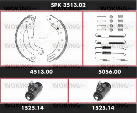 Woking SPK 3513.02 - Комплект гальм, барабанний механізм avtolavka.club