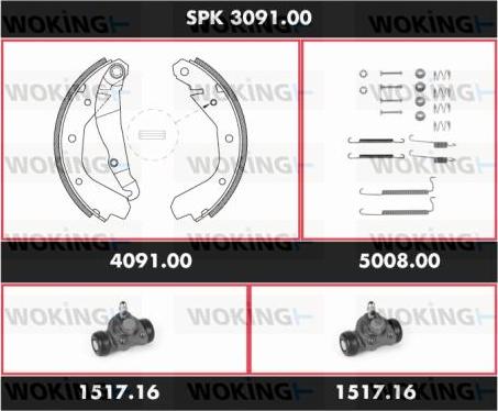 Woking SPK 3091.00 - Комплект гальм, барабанний механізм avtolavka.club