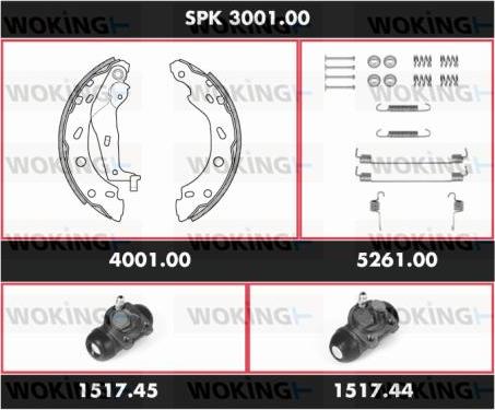 Woking SPK 3001.00 - Комплект гальм, барабанний механізм avtolavka.club