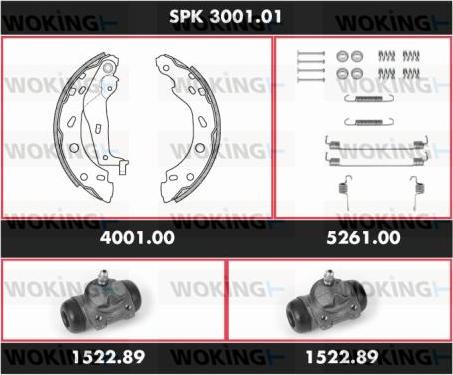 Woking SPK 3001.01 - Комплект гальм, барабанний механізм avtolavka.club