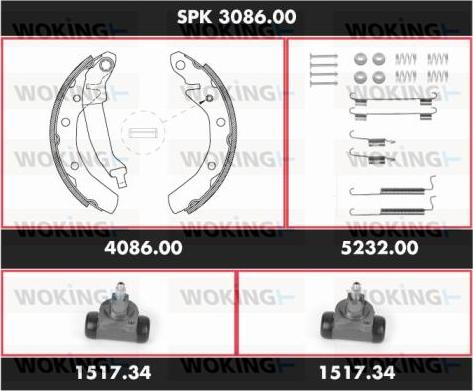 Woking SPK 3086.00 - Комплект гальм, барабанний механізм avtolavka.club