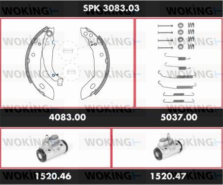 Woking SPK 3083.03 - Комплект гальм, барабанний механізм avtolavka.club