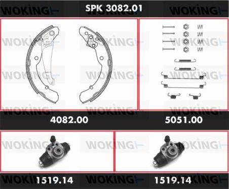 Woking SPK 3082.01 - Комплект гальм, барабанний механізм avtolavka.club