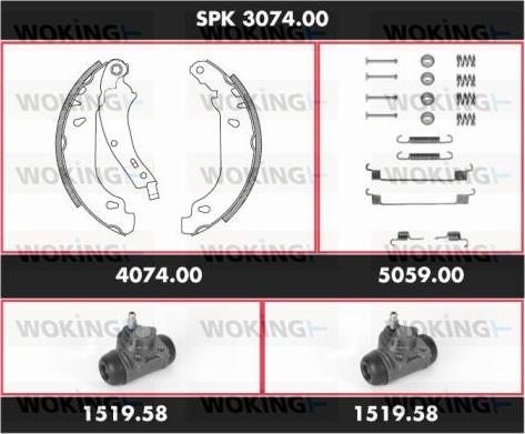 Woking SPK 3074.00 - Комплект гальм, барабанний механізм avtolavka.club