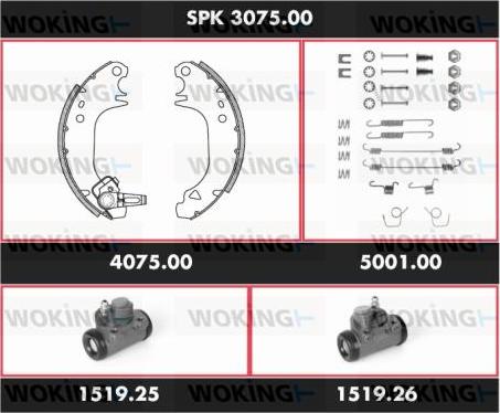 Woking SPK 3075.00 - Комплект гальм, барабанний механізм avtolavka.club