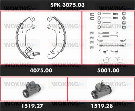 Woking SPK 3075.03 - Комплект гальм, барабанний механізм avtolavka.club