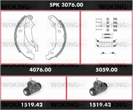 Woking SPK 3076.00 - Комплект гальм, барабанний механізм avtolavka.club