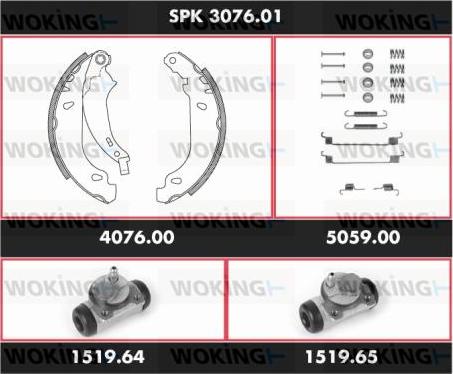 Woking SPK 3076.01 - Комплект гальм, барабанний механізм avtolavka.club