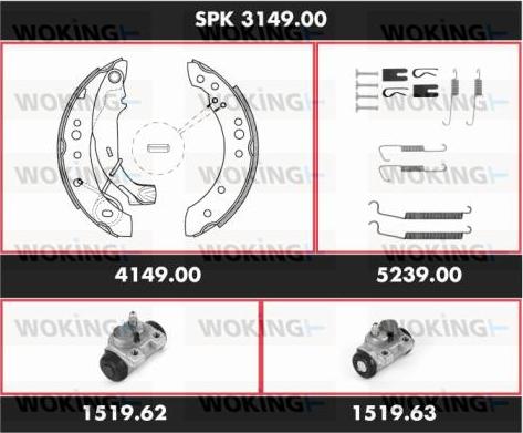 Woking SPK 3149.00 - Комплект гальм, барабанний механізм avtolavka.club