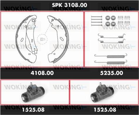 Woking SPK 3108.00 - Комплект гальм, барабанний механізм avtolavka.club