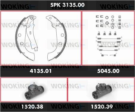 Woking SPK 3135.00 - Комплект гальм, барабанний механізм avtolavka.club