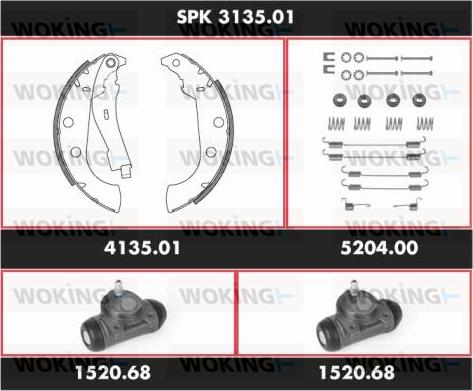 Woking SPK 3135.01 - Комплект гальм, барабанний механізм avtolavka.club