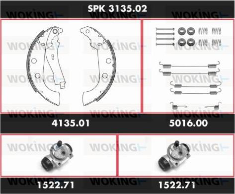 Woking SPK 3135.02 - Комплект гальм, барабанний механізм avtolavka.club