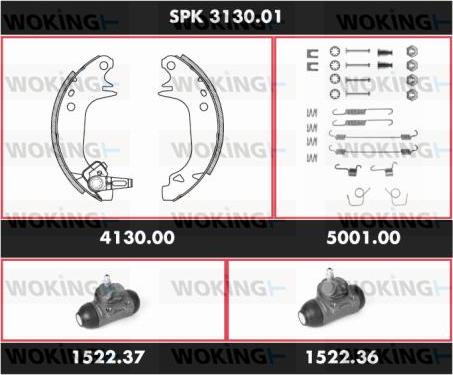 Woking SPK 3130.01 - Комплект гальм, барабанний механізм avtolavka.club