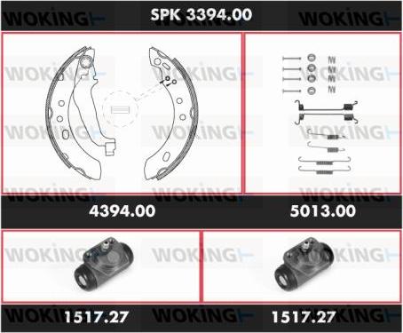 Woking SPK 3394.00 - Комплект гальм, барабанний механізм avtolavka.club