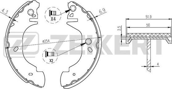 Zekkert BK-4290 - Комплект гальм, барабанний механізм avtolavka.club