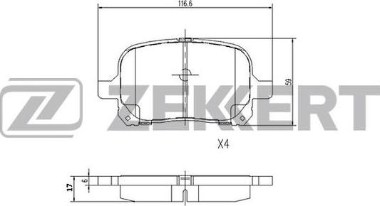 Zekkert BS-1116 - Гальмівні колодки, дискові гальма avtolavka.club