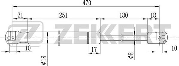 Zekkert GF-1432 - Газова пружина, кришка багажник avtolavka.club