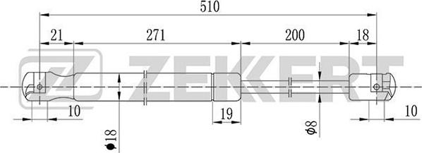 Zekkert GF-1618 - Газова пружина, капот avtolavka.club