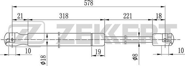 Zekkert GF-1098 - Газова пружина, кришка багажник avtolavka.club