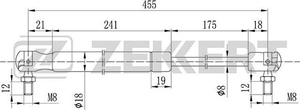 Zekkert GF-1038 - Газова пружина, кришка багажник avtolavka.club