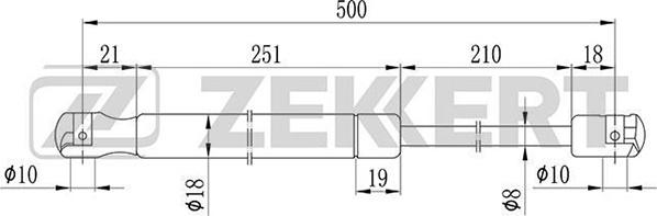 Zekkert GF-1021 - Газова пружина, кришка багажник avtolavka.club