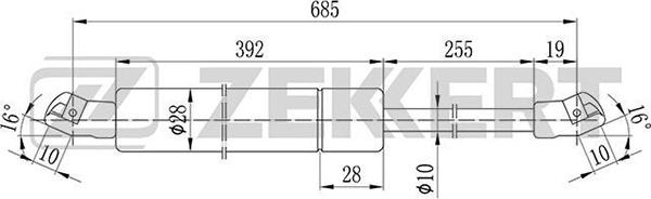 Zekkert GF-1023 - Газова пружина, кришка багажник avtolavka.club