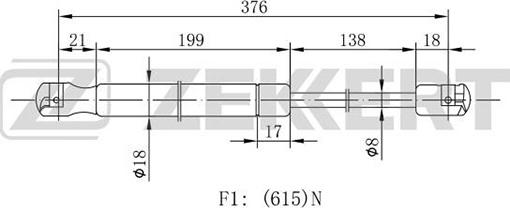 Zekkert GF-1898 - Газова пружина, кришка багажник avtolavka.club