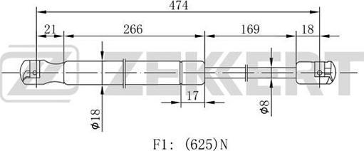 Zekkert GF-1782 - Газова пружина, кришка багажник avtolavka.club