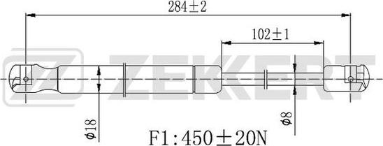 Zekkert GF-2465 - Газова пружина, капот avtolavka.club