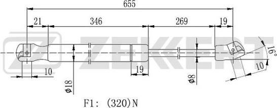 Zekkert GF-2404 - Газова пружина, капот avtolavka.club