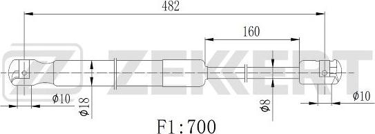 Zekkert GF-2509 - Газова пружина, кришка багажник avtolavka.club