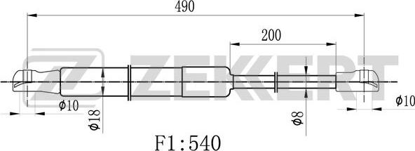 Zekkert GF-2500 - Газова пружина, кришка багажник avtolavka.club